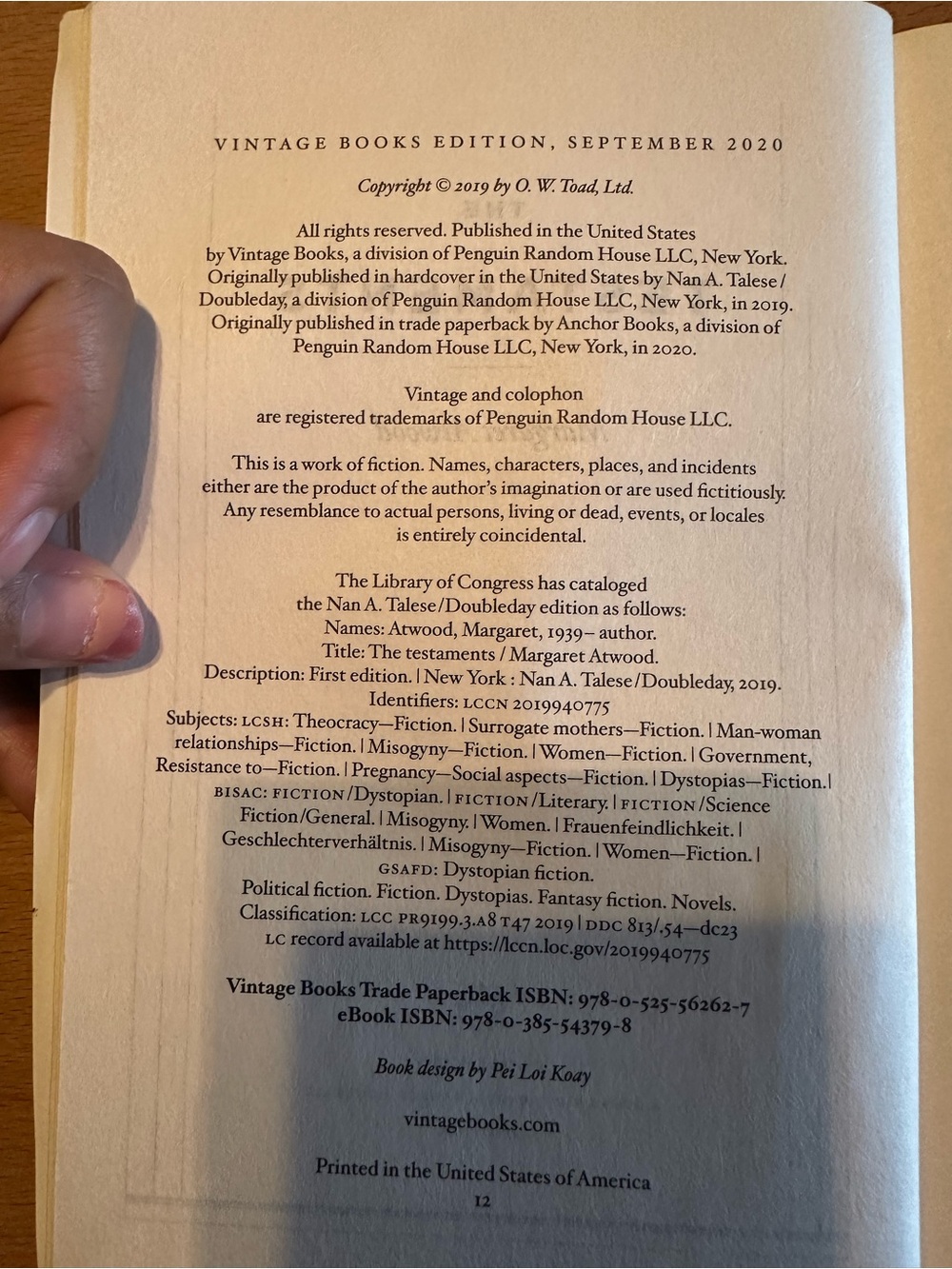 The Testaments paperback - Picture 3 of 3